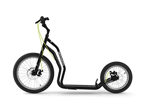 Yedoo Mezeq Tretroller - bis 150 kg, mit Luftreifen 20/16 - Roller Scooter für Erwachsene, Offroad Tretroller mit Ständer und verstellbaren Lenker, Dogscooter mit Scheibenbremse, schwarz